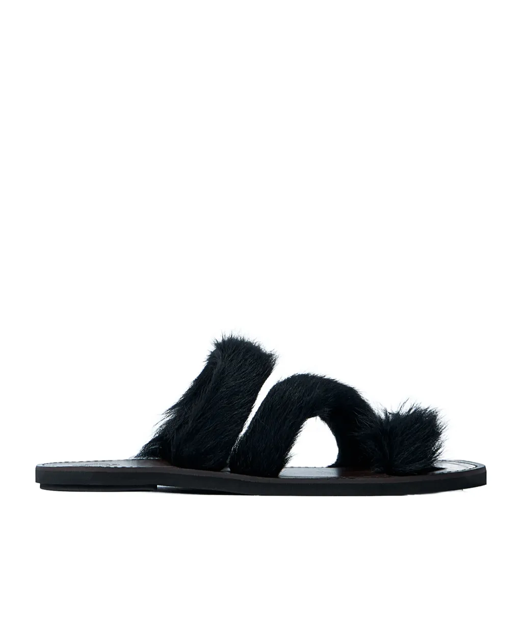 Dries Van Noten Shearling Square-Toe Sandals