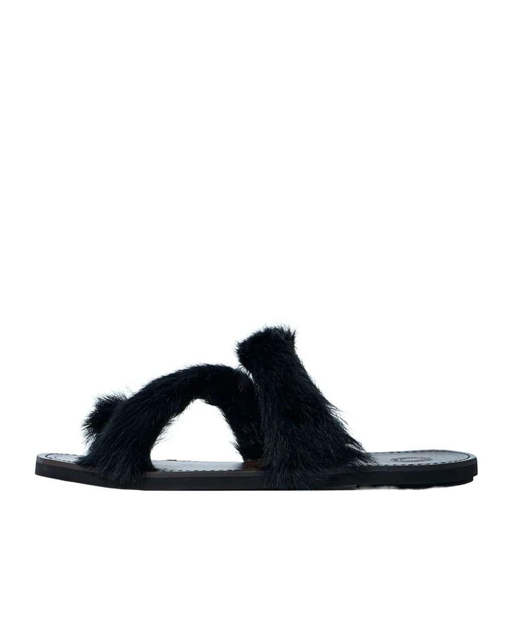 Dries Van Noten Shearling Square-Toe Sandals