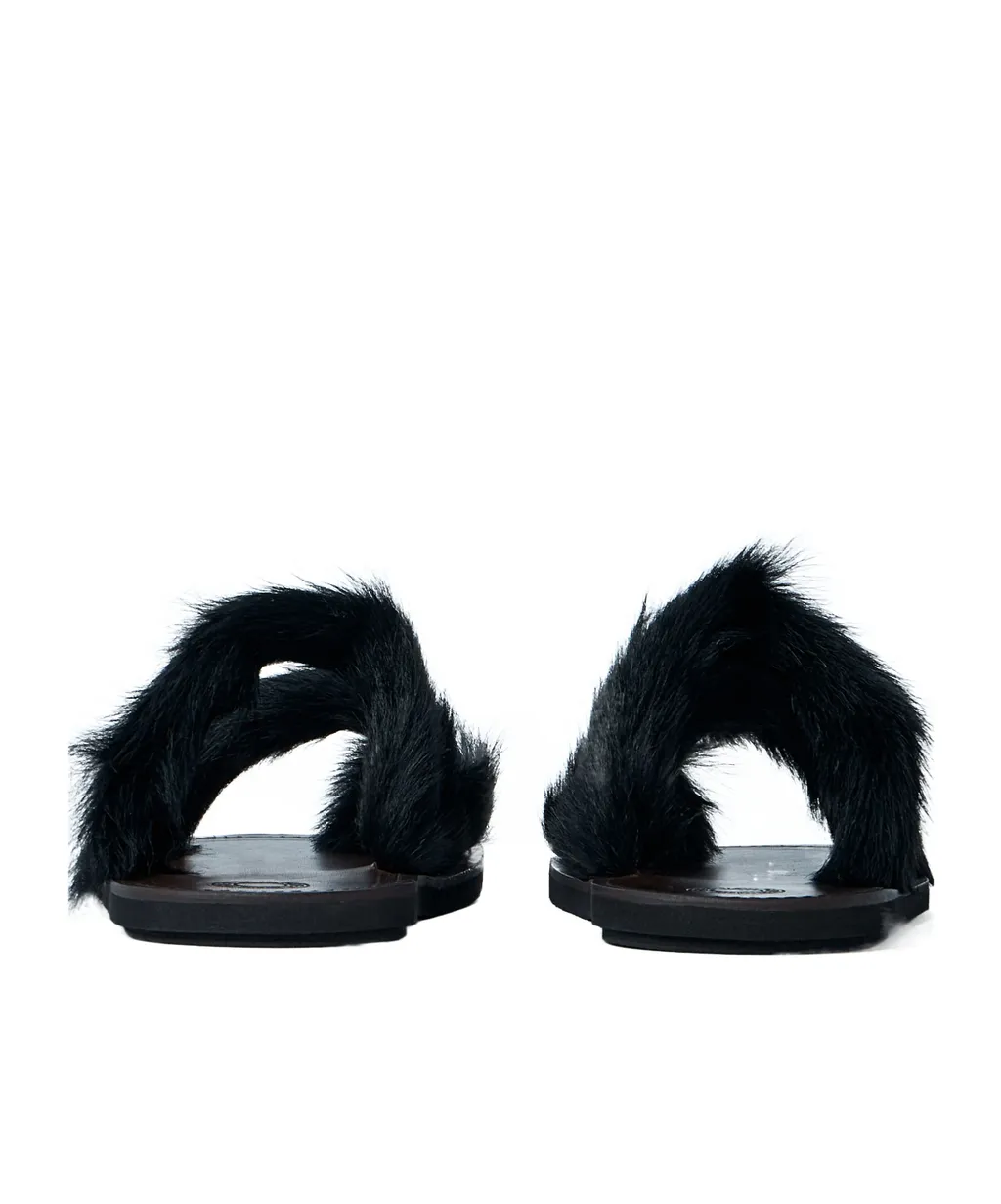 Dries Van Noten Shearling Square-Toe Sandals