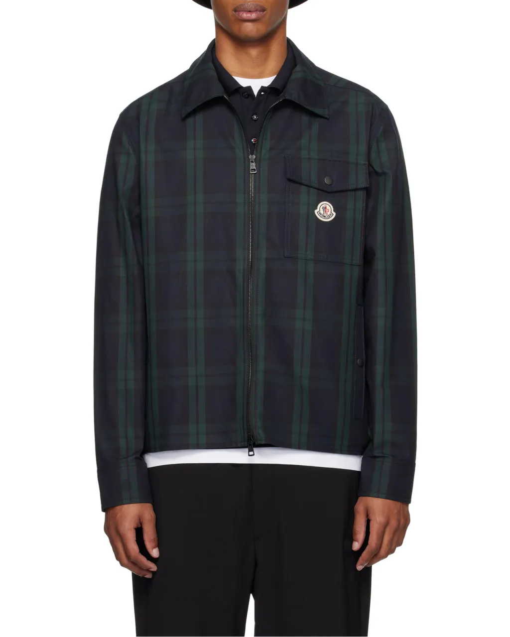 Moncler Checkered Collared Zip-Up Jacket