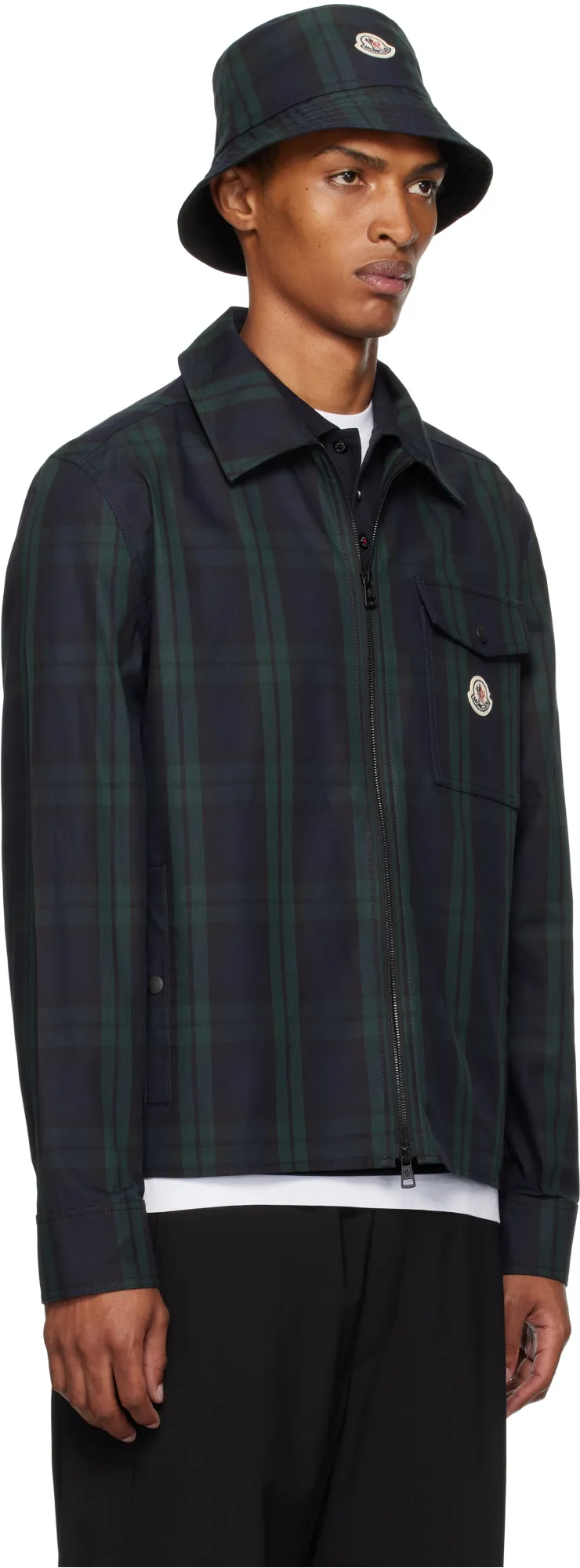 Moncler Checkered Collared Zip-Up Jacket