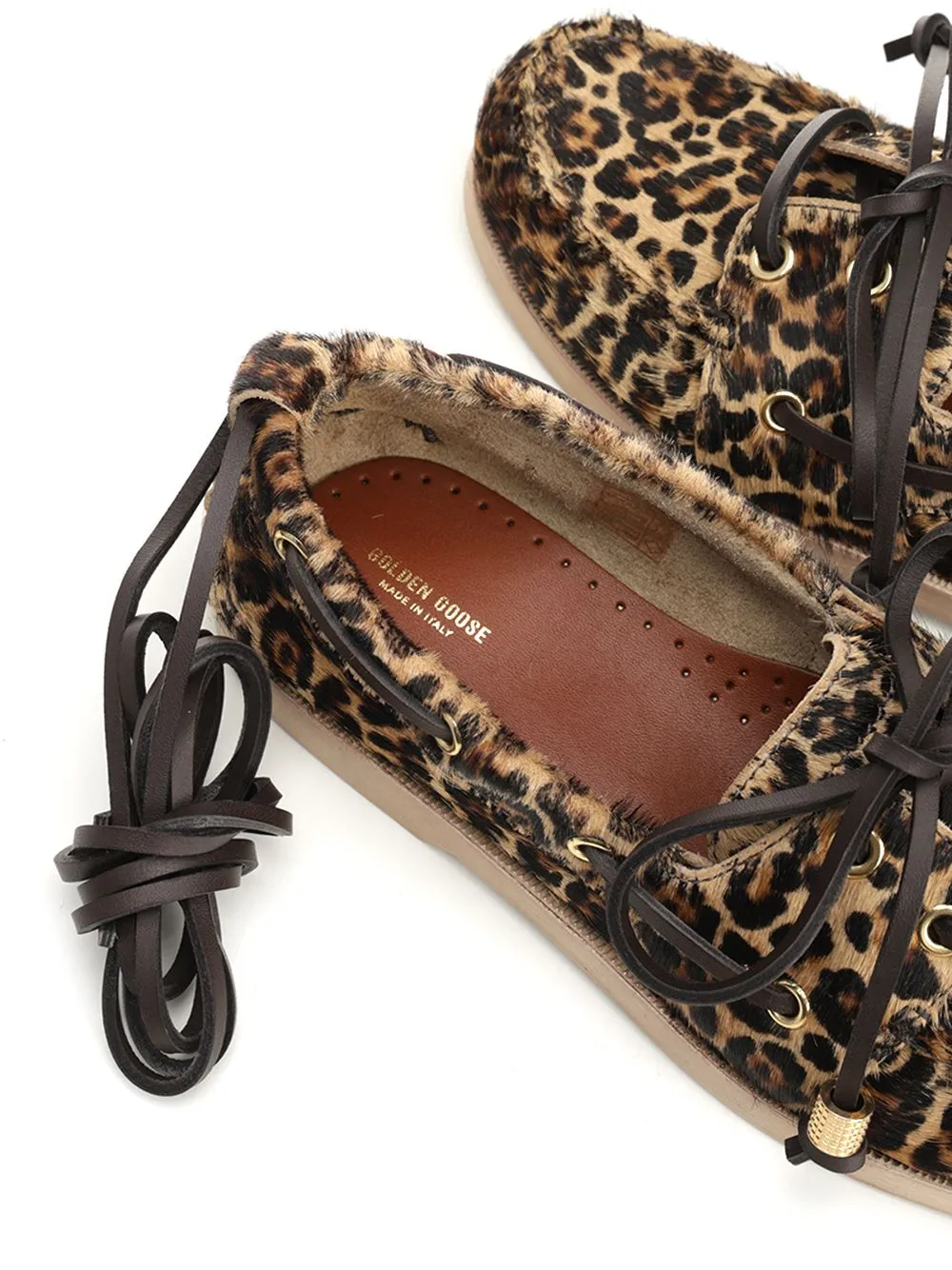 Golden Goose Deluxe Brand Leopard Printed Boat Moccasins