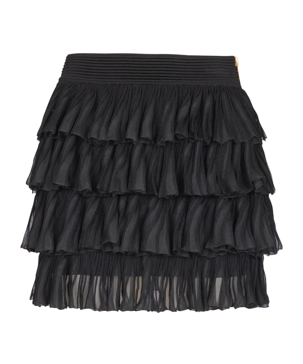 Balmain Short Ruffled Knit Skirt
