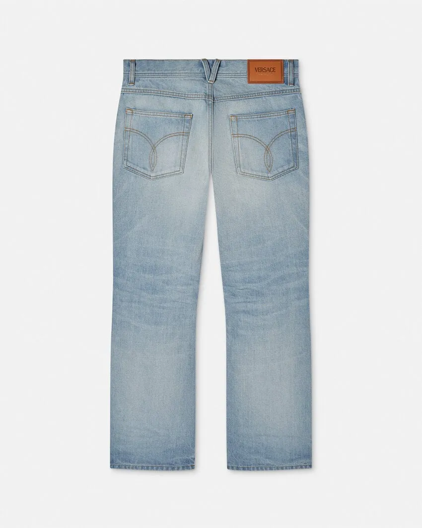 Versace Logo-Patch Cropped Jeans