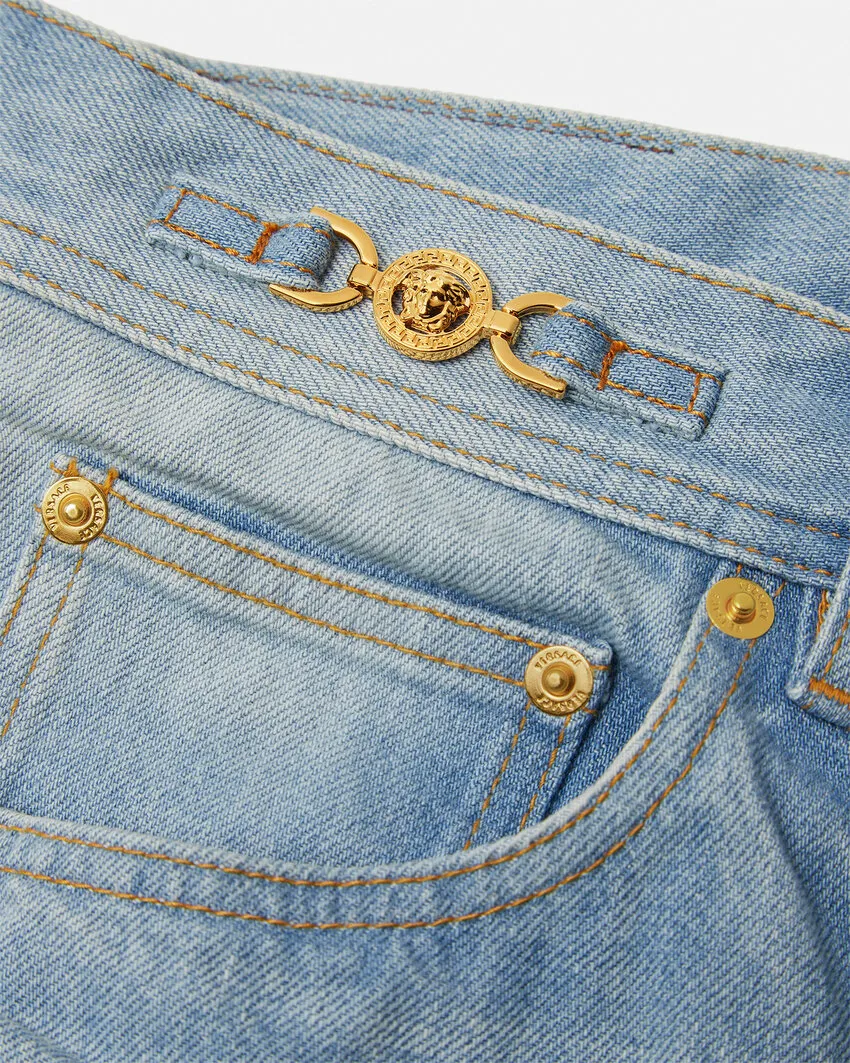 Versace Logo-Patch Cropped Jeans