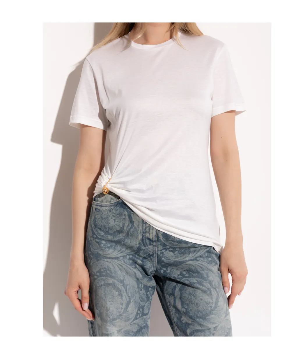 Versace Safety Pin Detailed Short-Sleeved Top