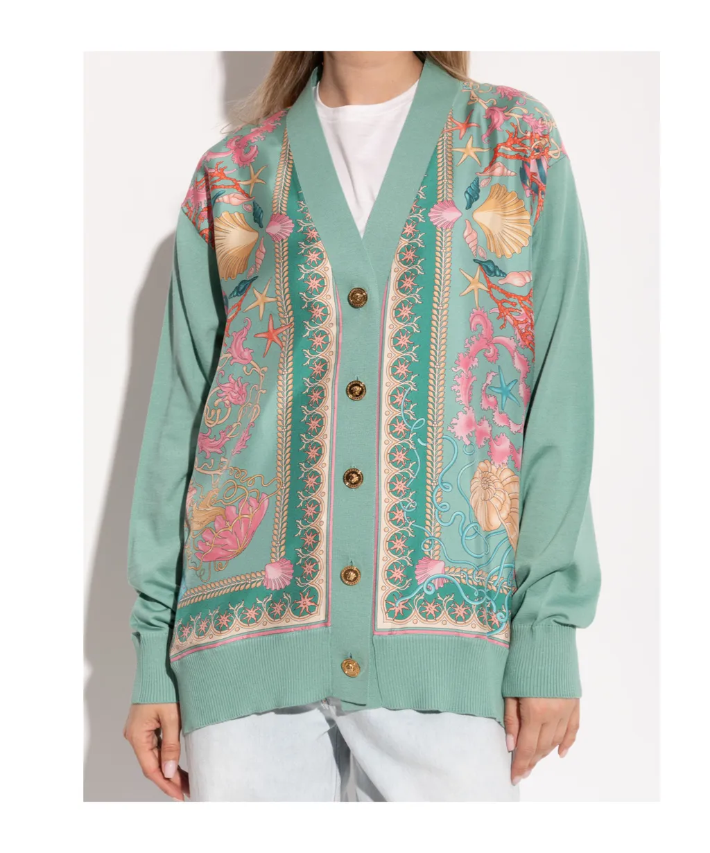 Versace Pattern-Printed Button-Up Cardigan