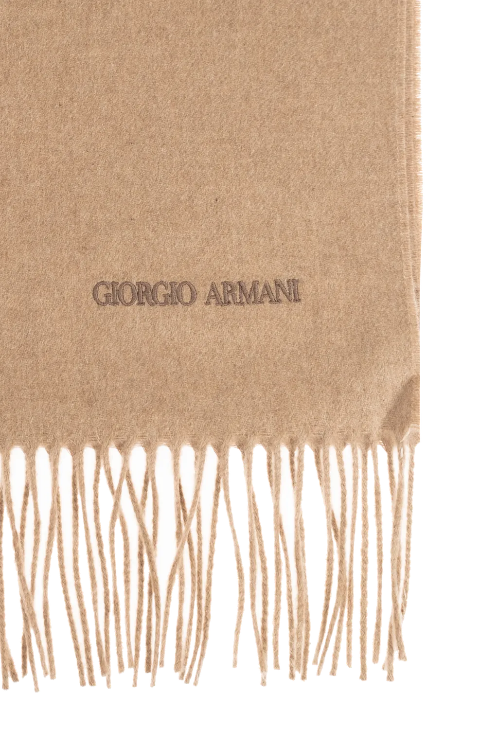 Giorgio Armani Logo Embroidered Fringed Scarf