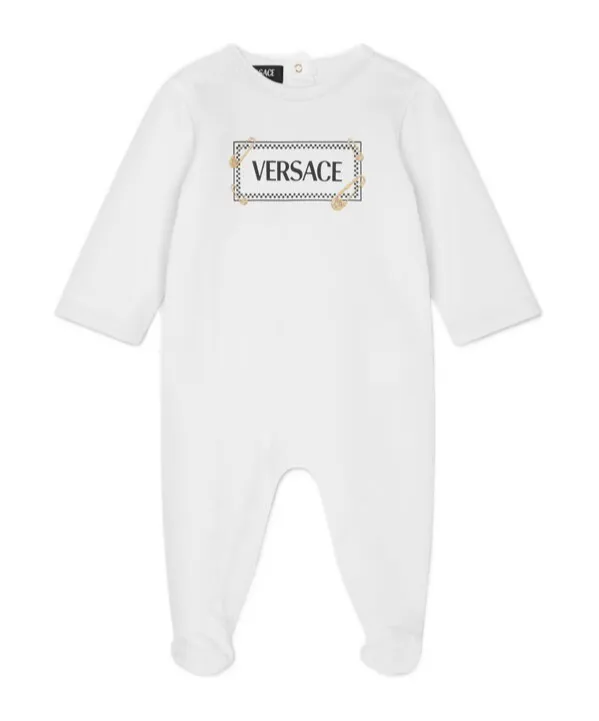 Versace Kids Safety Pin Logo Baby Sleepsuit