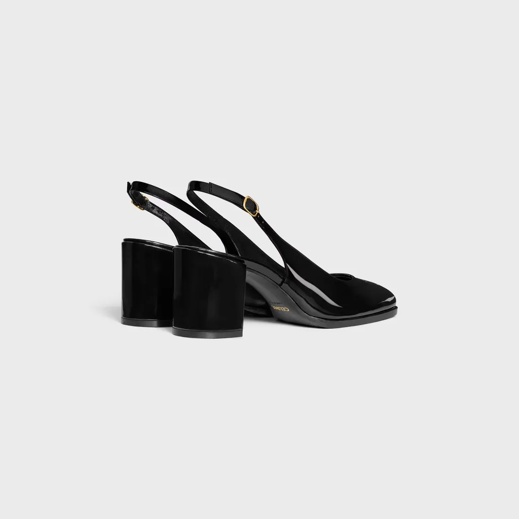 Celine Lily Perforated Triomphe Slingback In Patent Calfskin