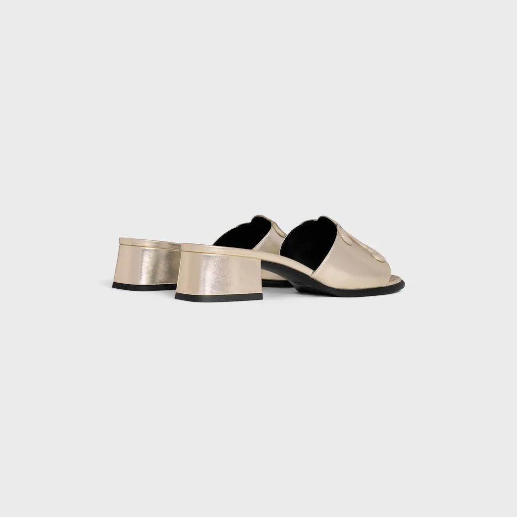 Celine Clemence Mule In Laminated Calfskin & Tejus Stamped Calfskin