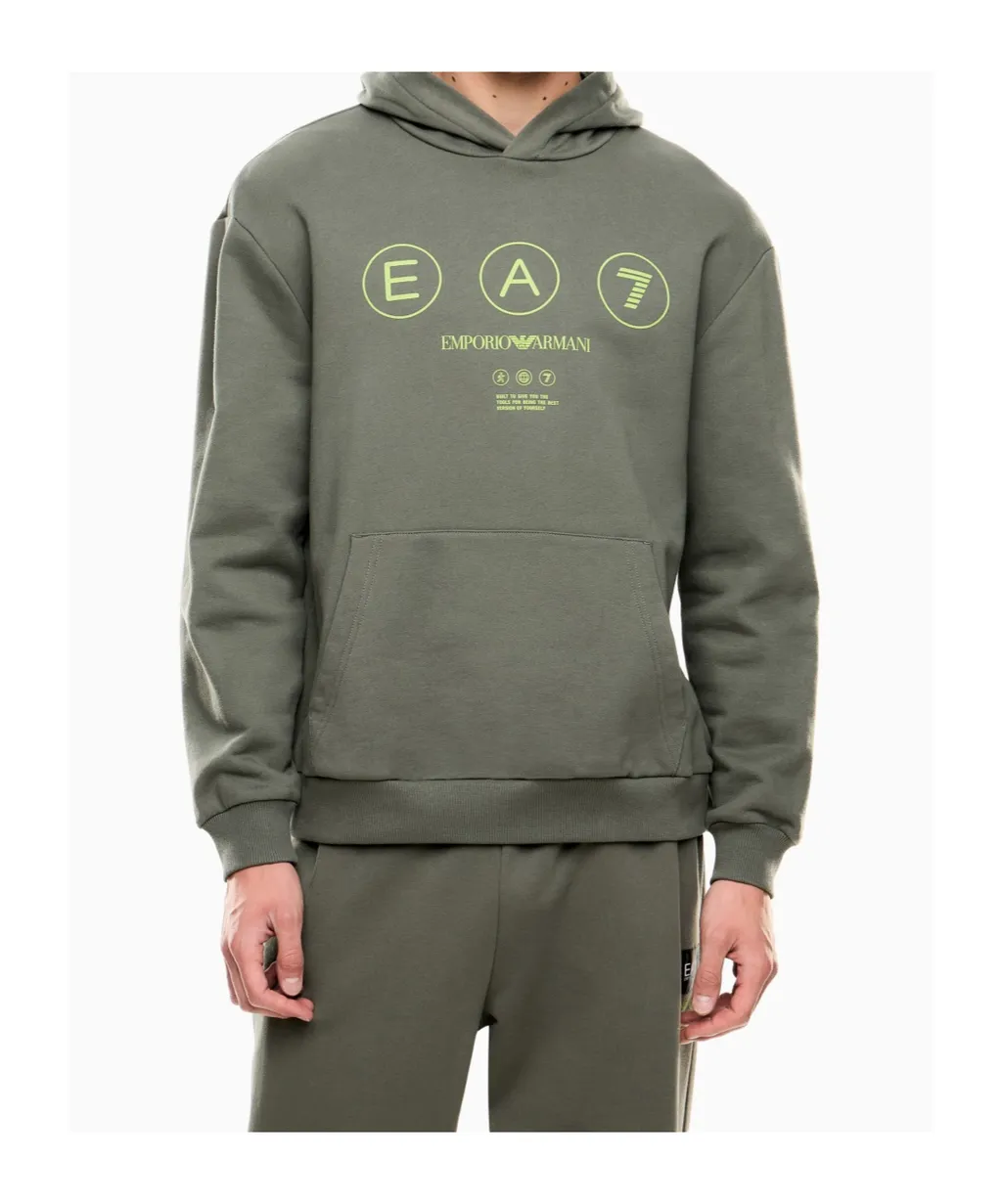 Ea7 Emporio Armani Logo Printed Hoodie