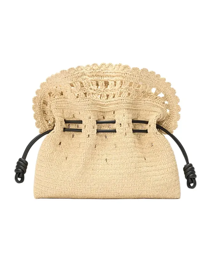 Medium Flamenco Clutch In Raffia