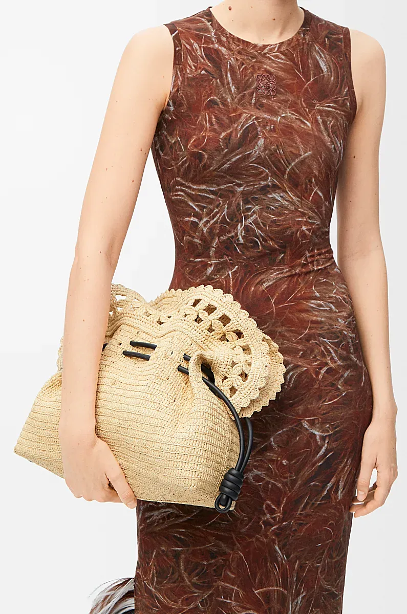 Medium Flamenco Clutch In Raffia