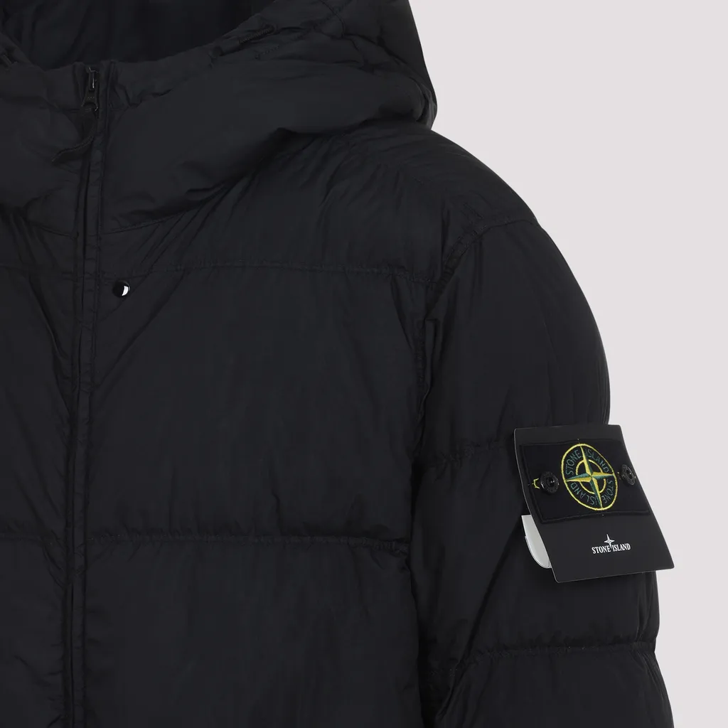 Stone Island Logo Patch Zip-Up Hooded Jacket