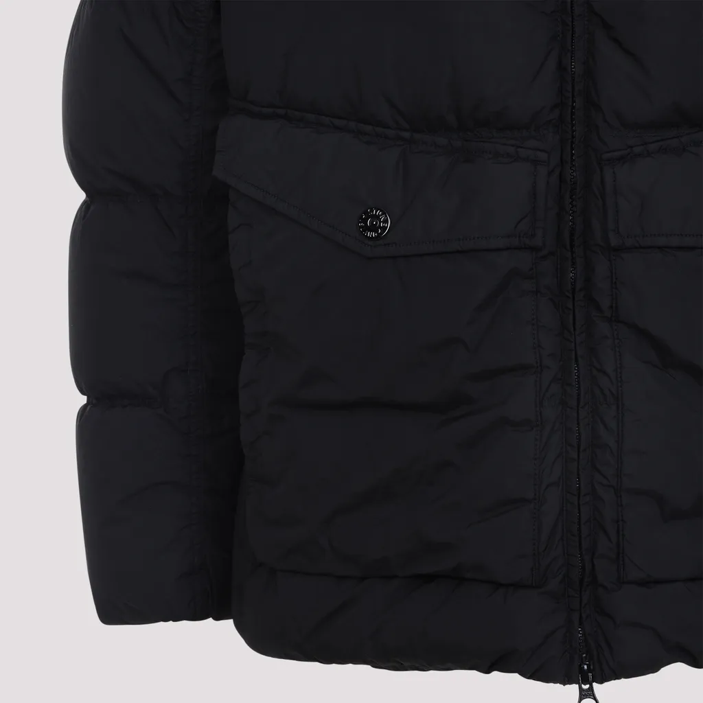 Stone Island Logo Patch Zip-Up Hooded Jacket