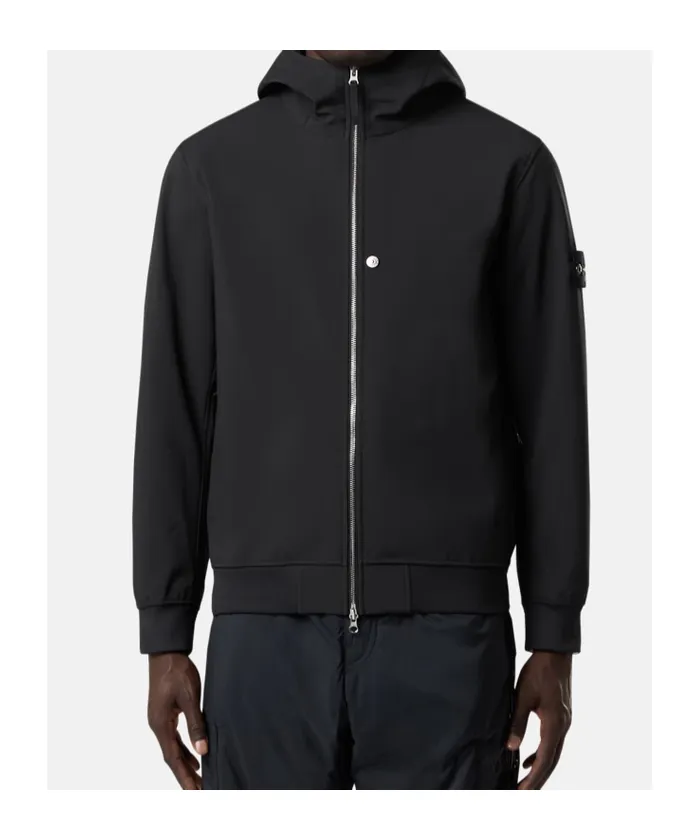 Stone Island Logo Patch Zip-Up Hooded Jacket