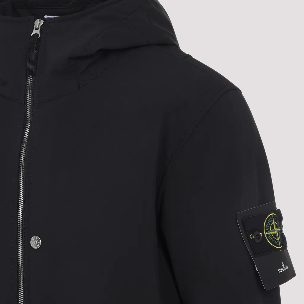 Stone Island Logo Patch Zip-Up Hooded Jacket