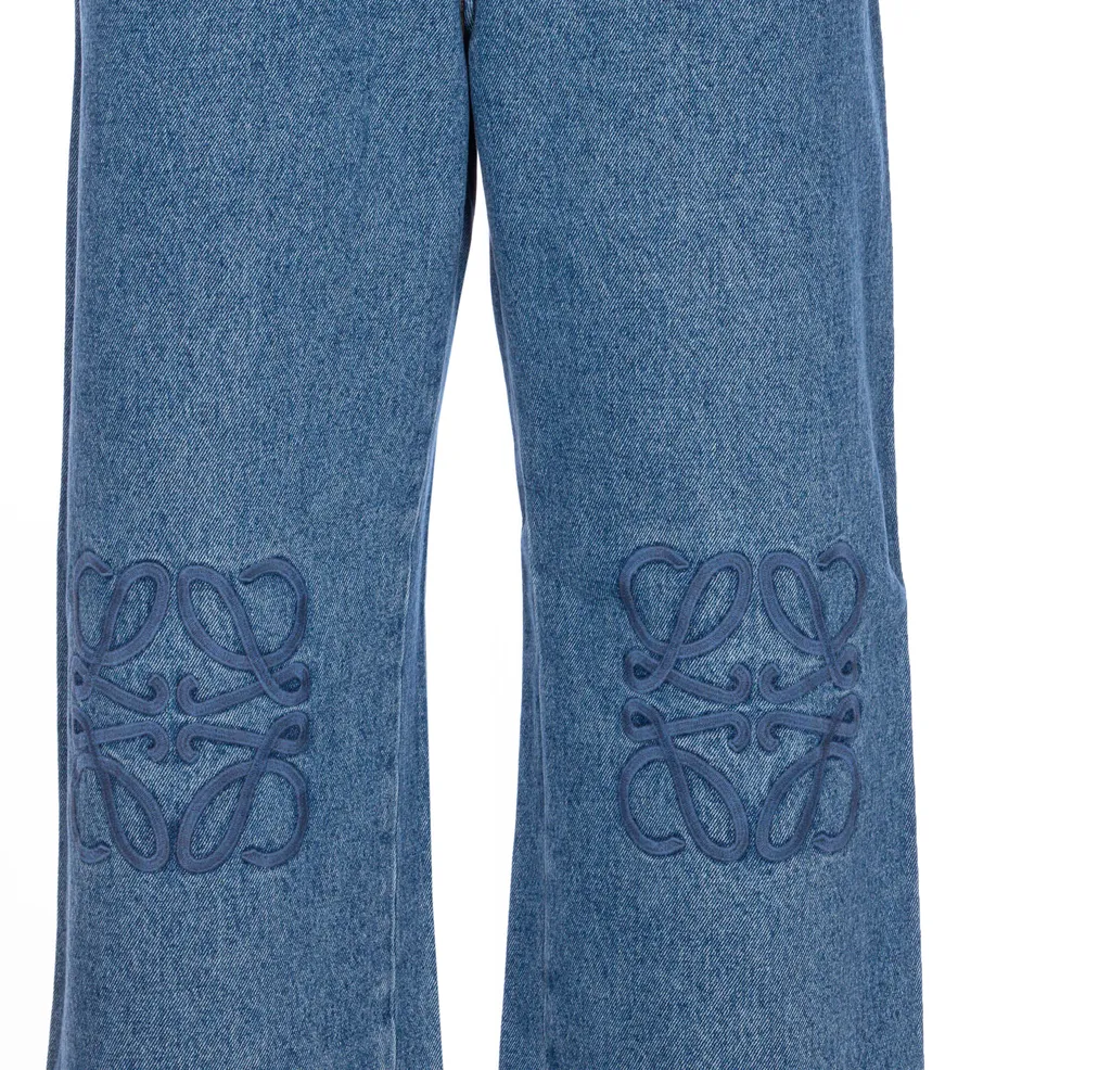 Loewe Anagram-Embroidered Straight-Leg Jeans