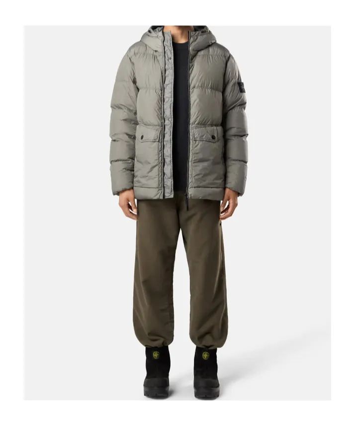 Stone Island Logo Patch Zip-Up Hooded Jacket