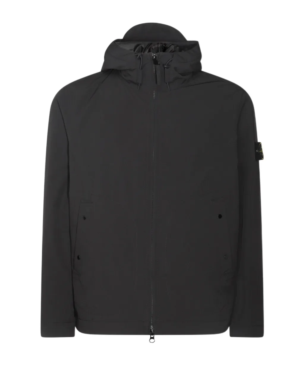 Stone Island Logo Patch Zip-Up Hooded Jacket