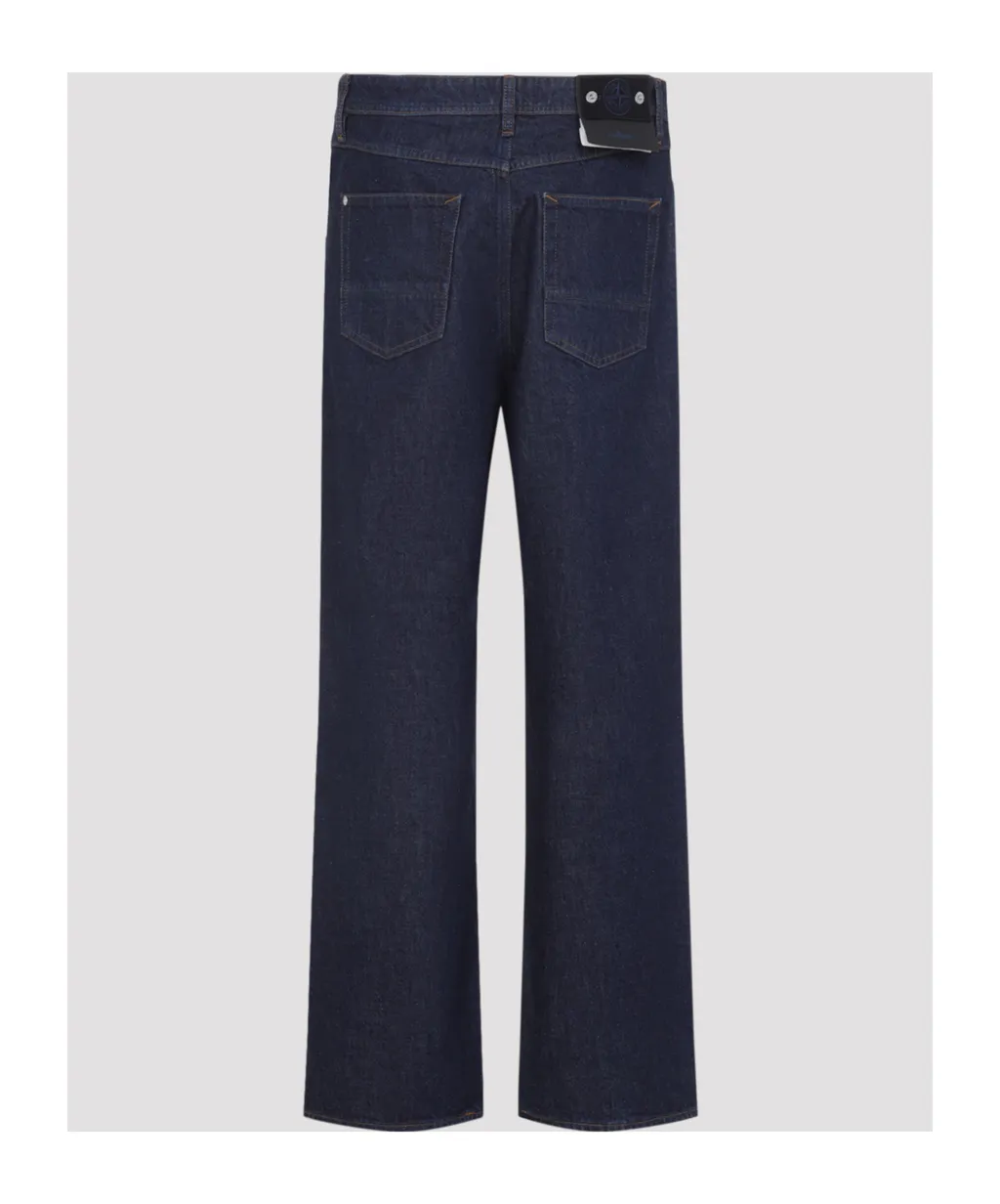 Stone Island Logo Patch Straight-Leg Jeans