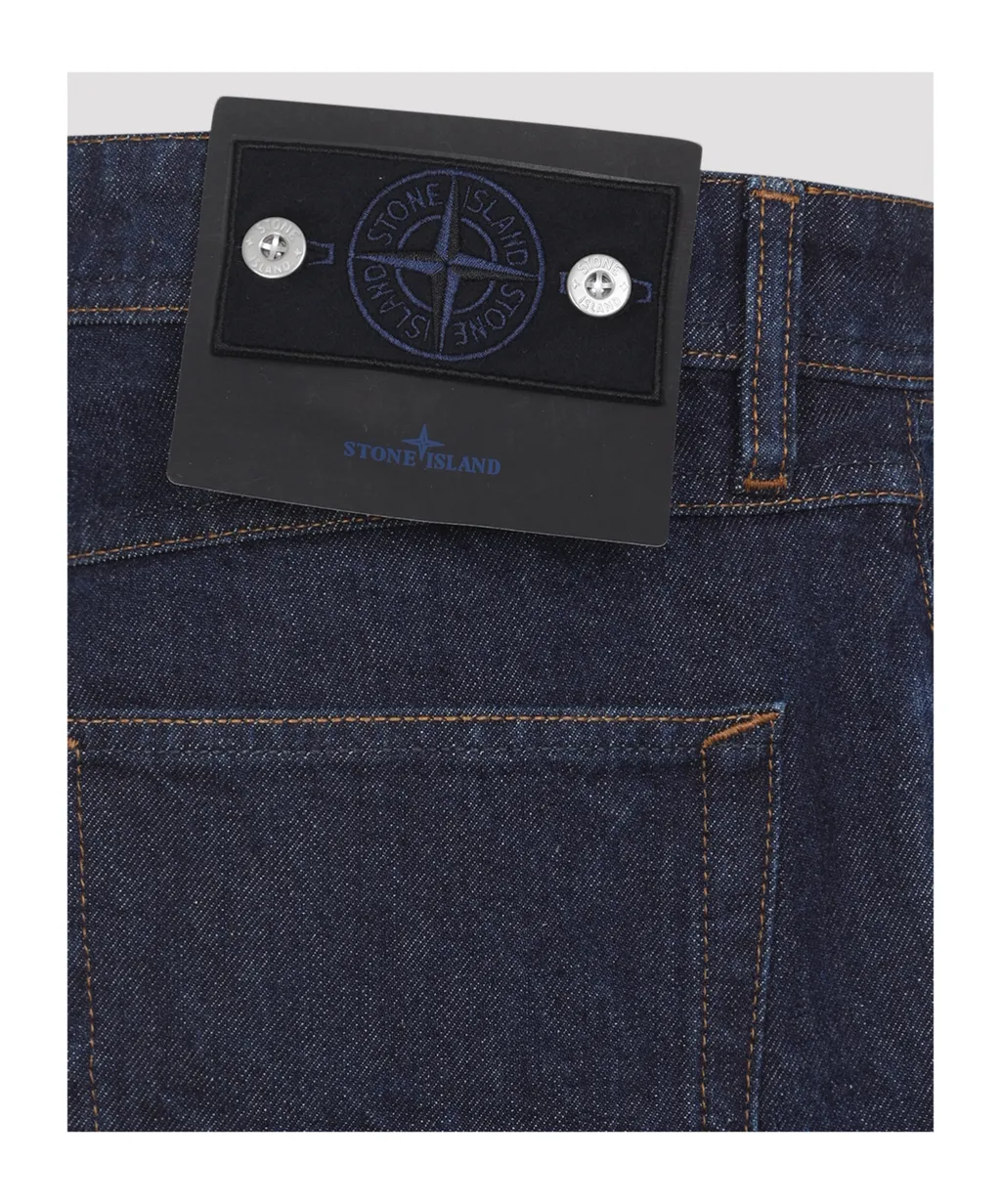 Stone Island Logo Patch Straight-Leg Jeans