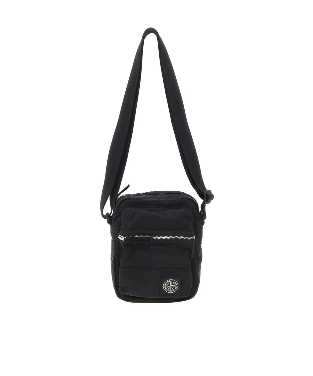 Stone Island Logo Patch Zipped Messenger Bag
