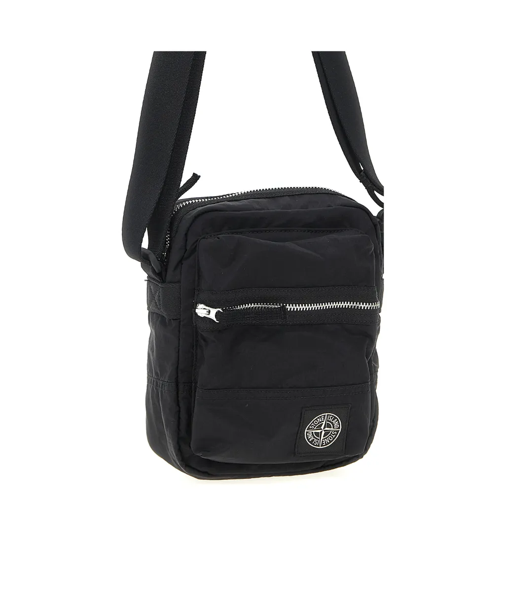 Stone Island Logo Patch Zipped Messenger Bag