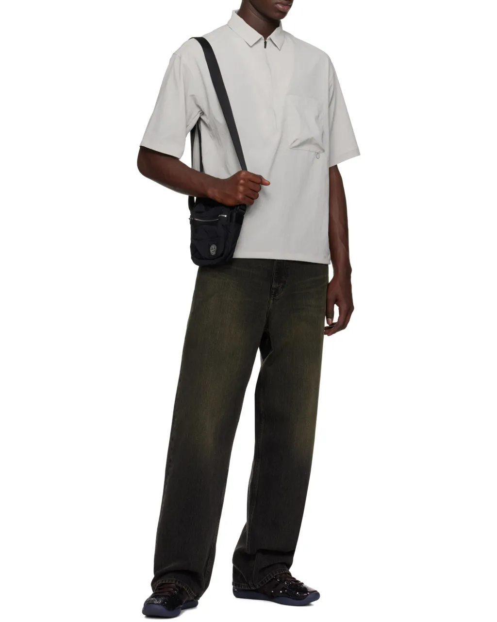 Stone Island Logo Patch Zipped Messenger Bag