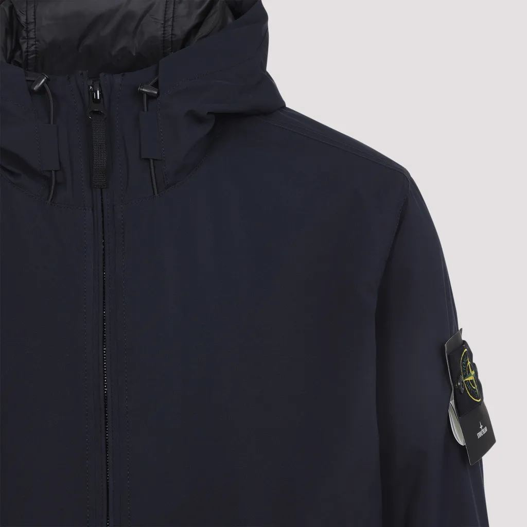Stone Island Logo Patch Zip-Up Hooded Jacket