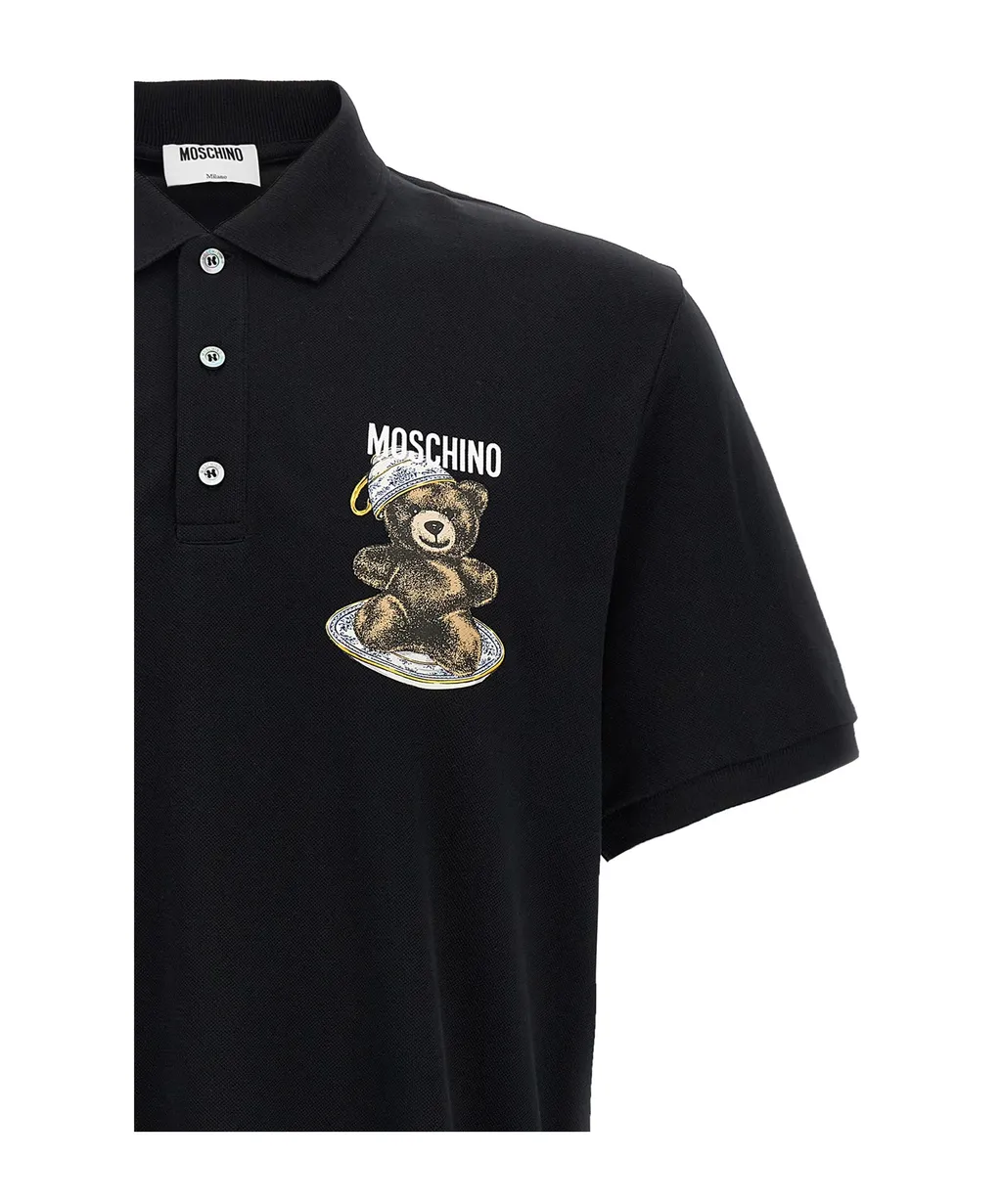 Moschino Logo Printed Press Polo Shirt