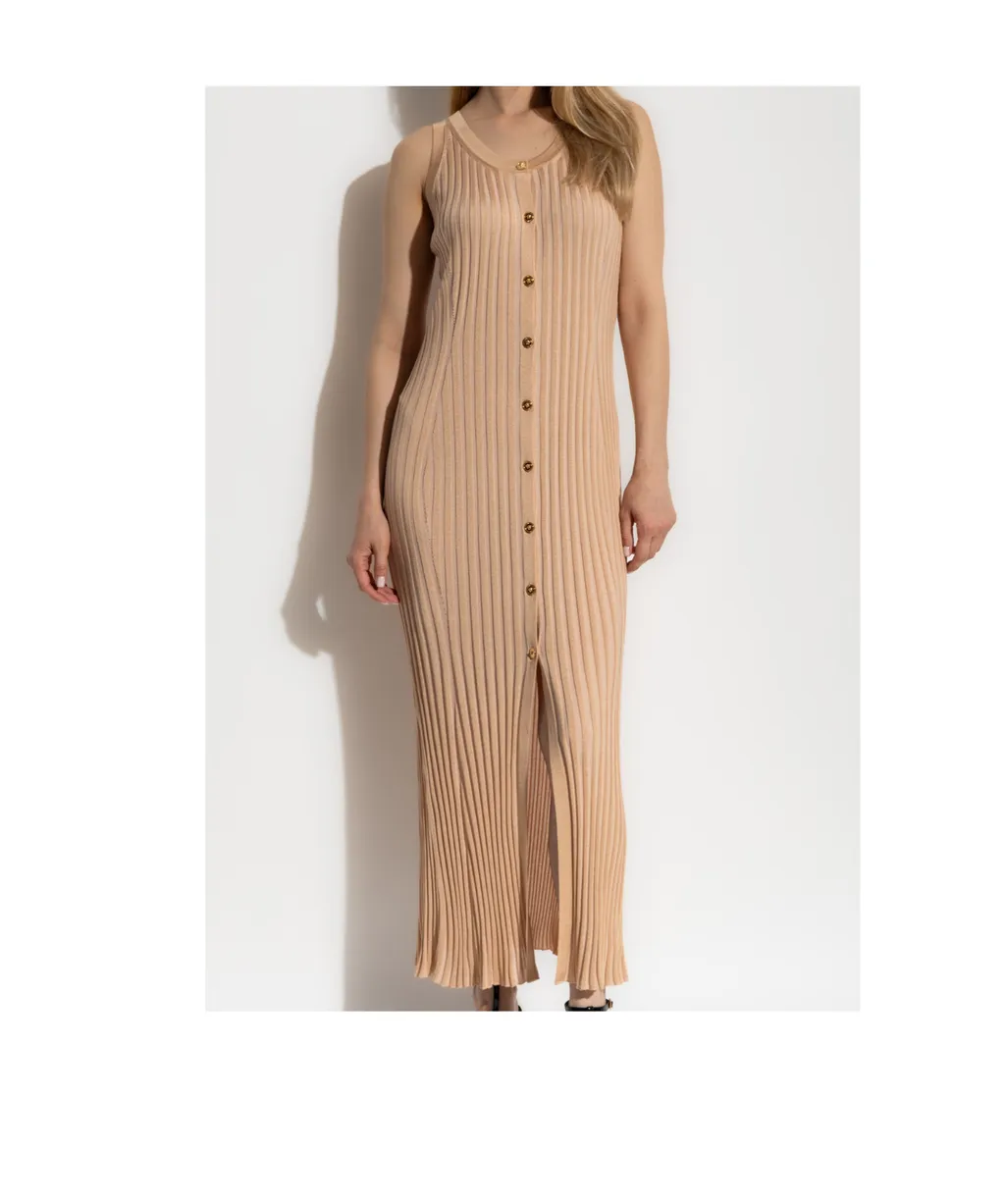 Versace Ribbed Button-Up Sleeveless Dress