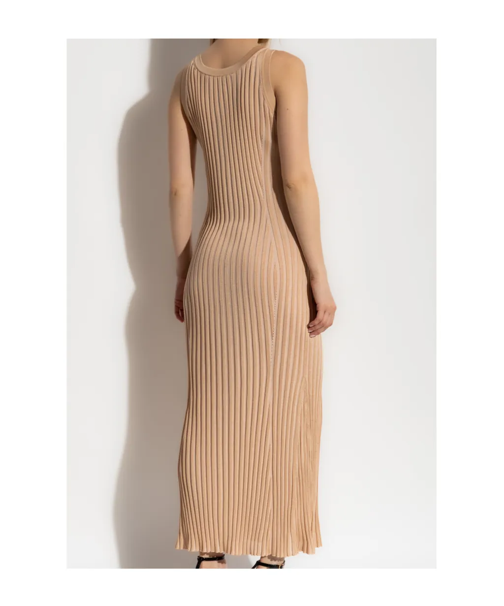 Versace Ribbed Button-Up Sleeveless Dress