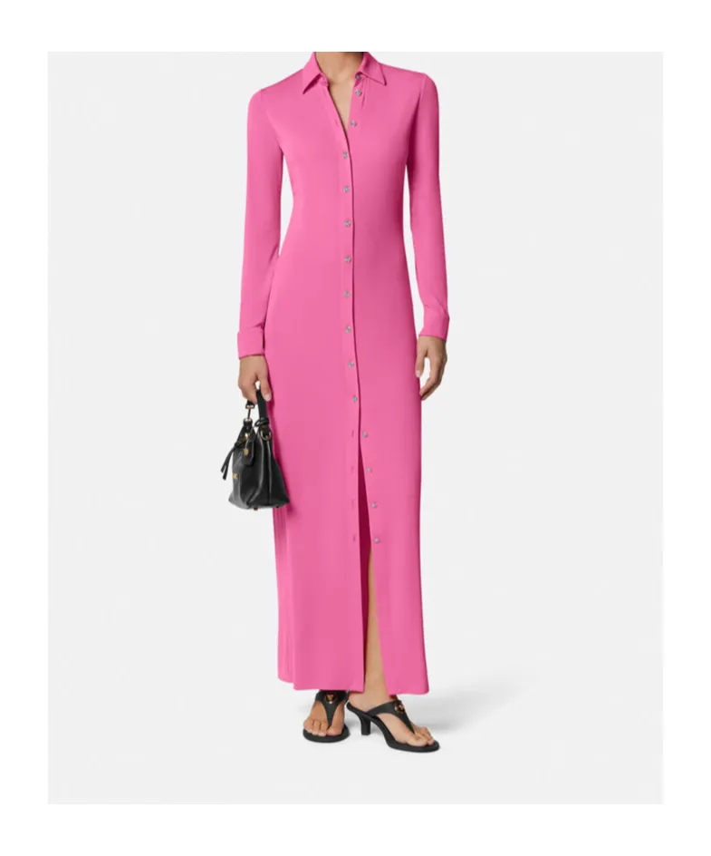Versace Collared Long-Sleeved Shirt Dress