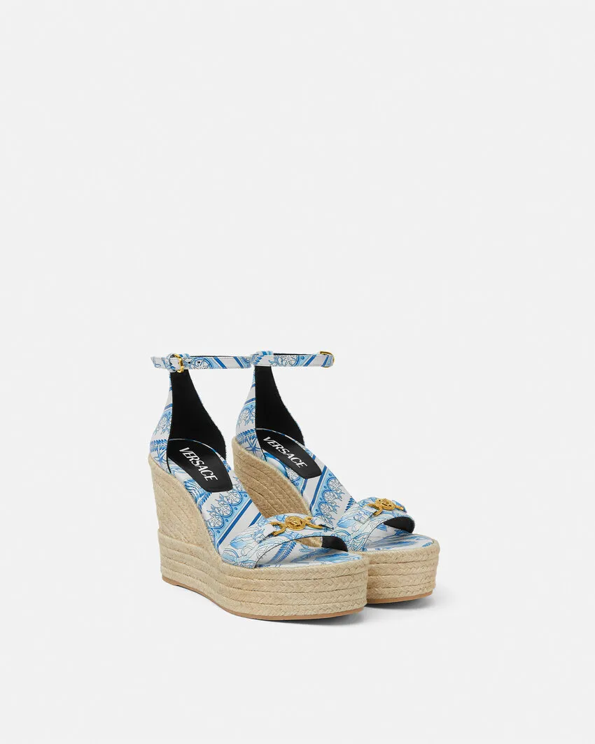 Versace Round-Toe Wedged Sandals