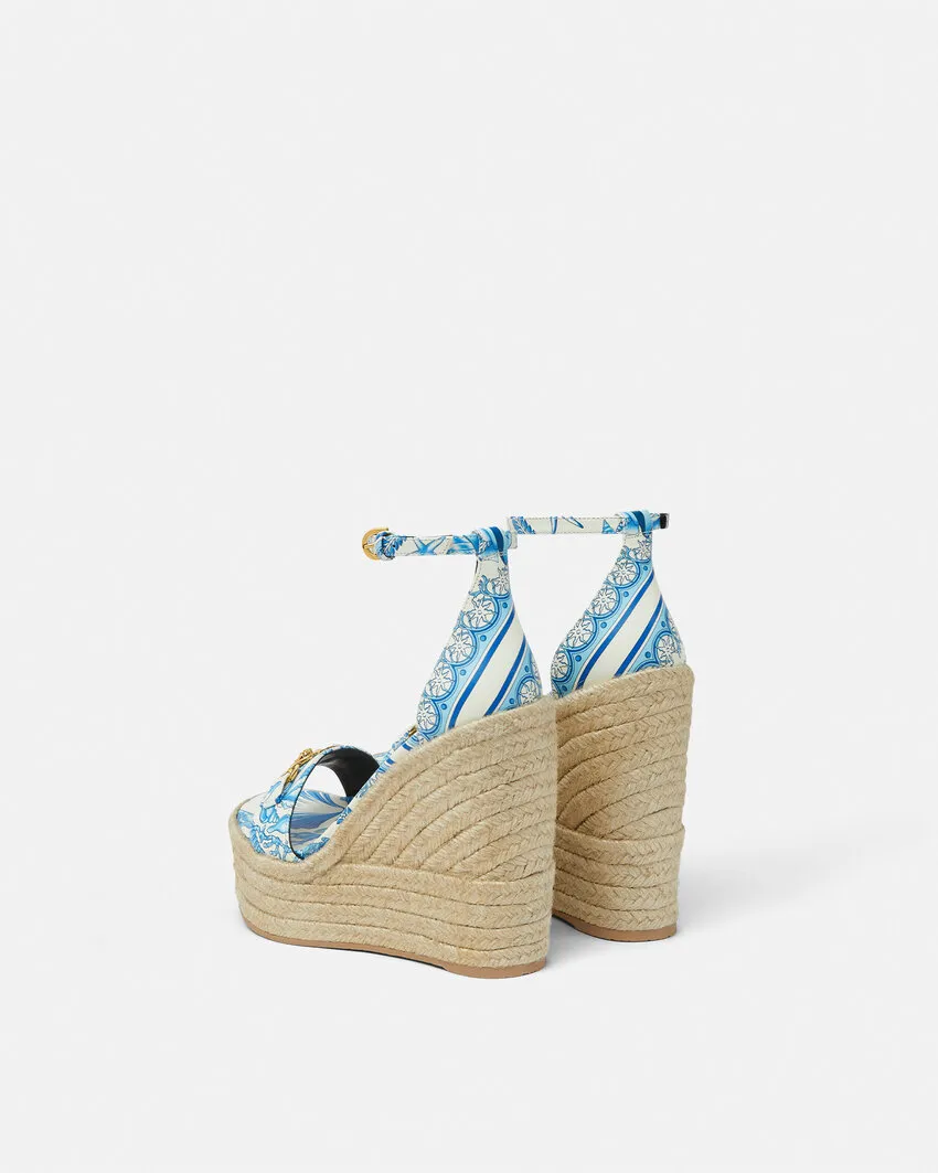 Versace Round-Toe Wedged Sandals