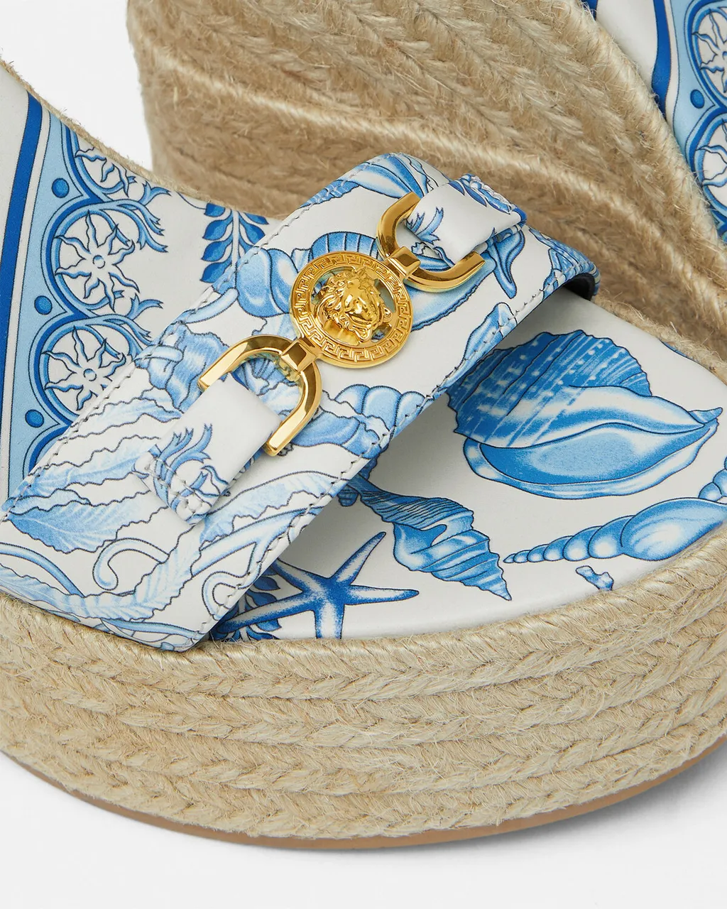 Versace Round-Toe Wedged Sandals