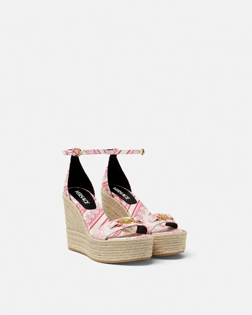 Versace Round-Toe Wedged Sandals