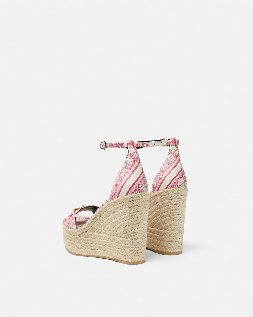Versace Round-Toe Wedged Sandals