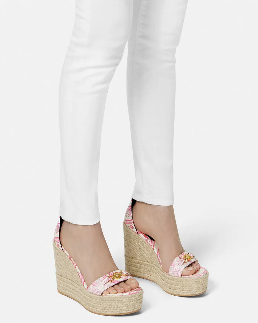 Versace Round-Toe Wedged Sandals