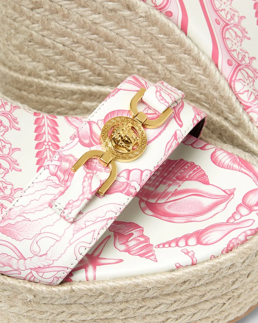 Versace Round-Toe Wedged Sandals