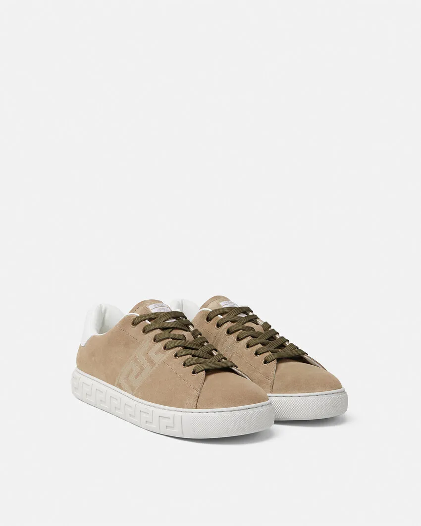 Versace Greca-Embroidered Lace-Up Sneakers