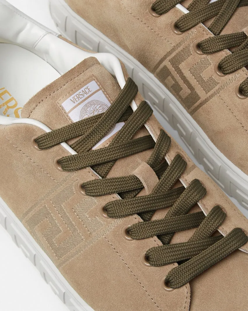 Versace Greca-Embroidered Lace-Up Sneakers