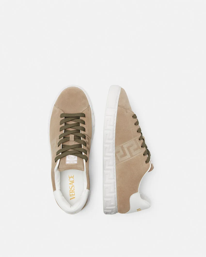 Versace Greca-Embroidered Lace-Up Sneakers