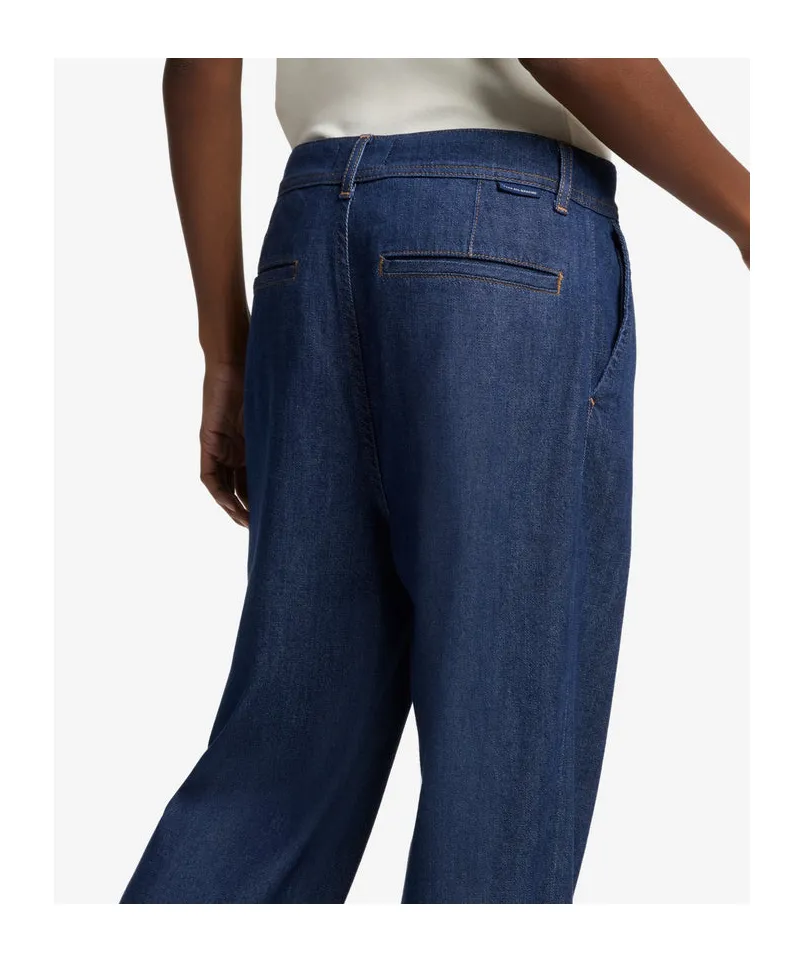 Weightless Denim Pleated Trouser