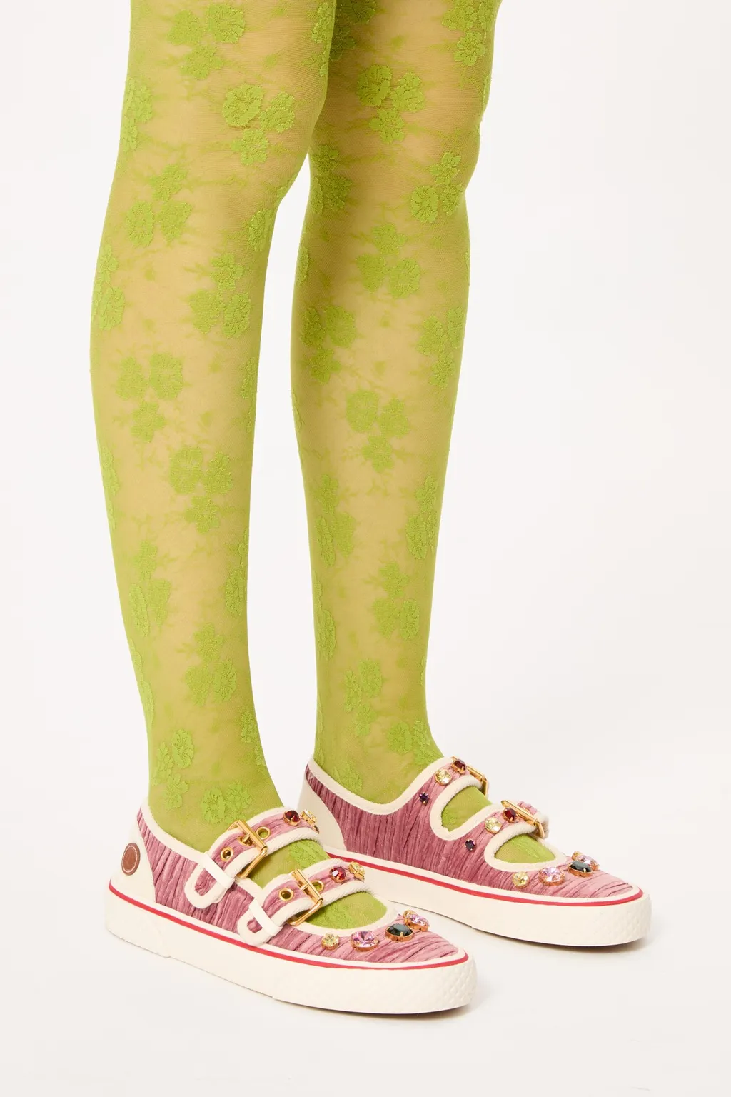 Valentino Dollyboard Embellished Double-Buckled Sneakers