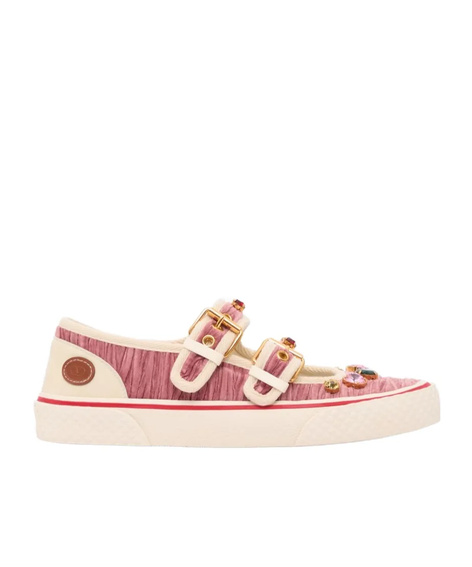 Valentino Dollyboard Embellished Double-Buckled Sneakers