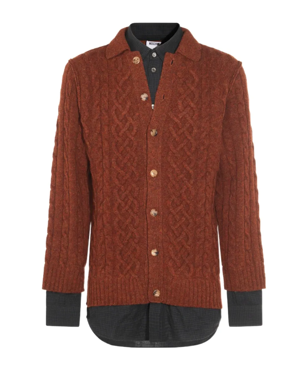 Moschino Shetland Plaid Pattern Cardigan