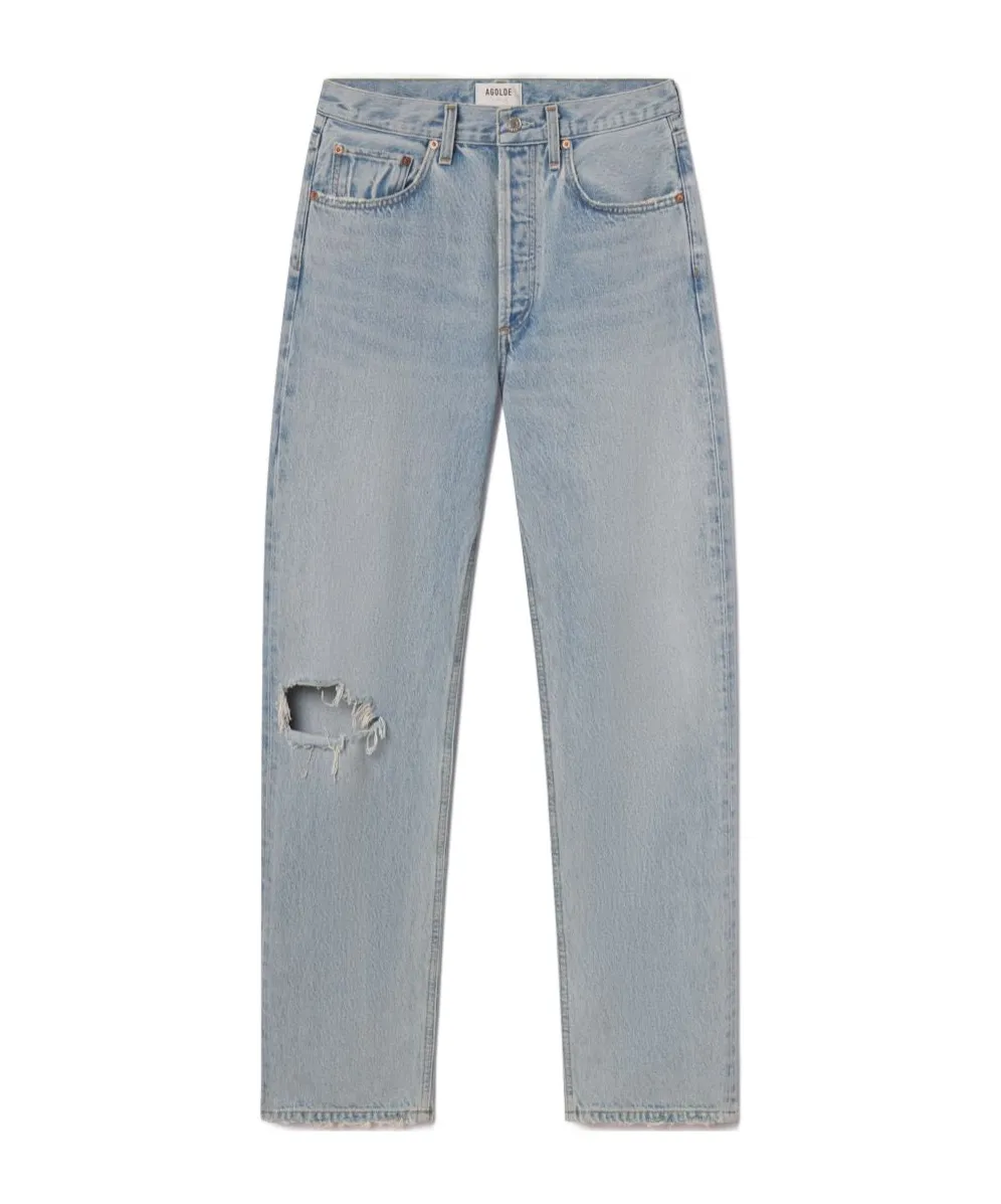 Kelly Distressed High-Rise Straight-Leg Jeans